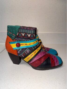 Socofy Retro Boho Ankle Boots